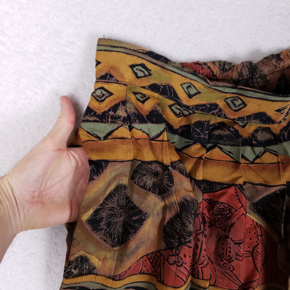 Justin B Jones Vintage Skirt Womens Large Midi Rayon Southwestern Tribal Pleated - Picture 7 of 8